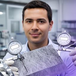 Técnica de control de calidad inspeccionando una pieza compuesta con instrumentos de medición